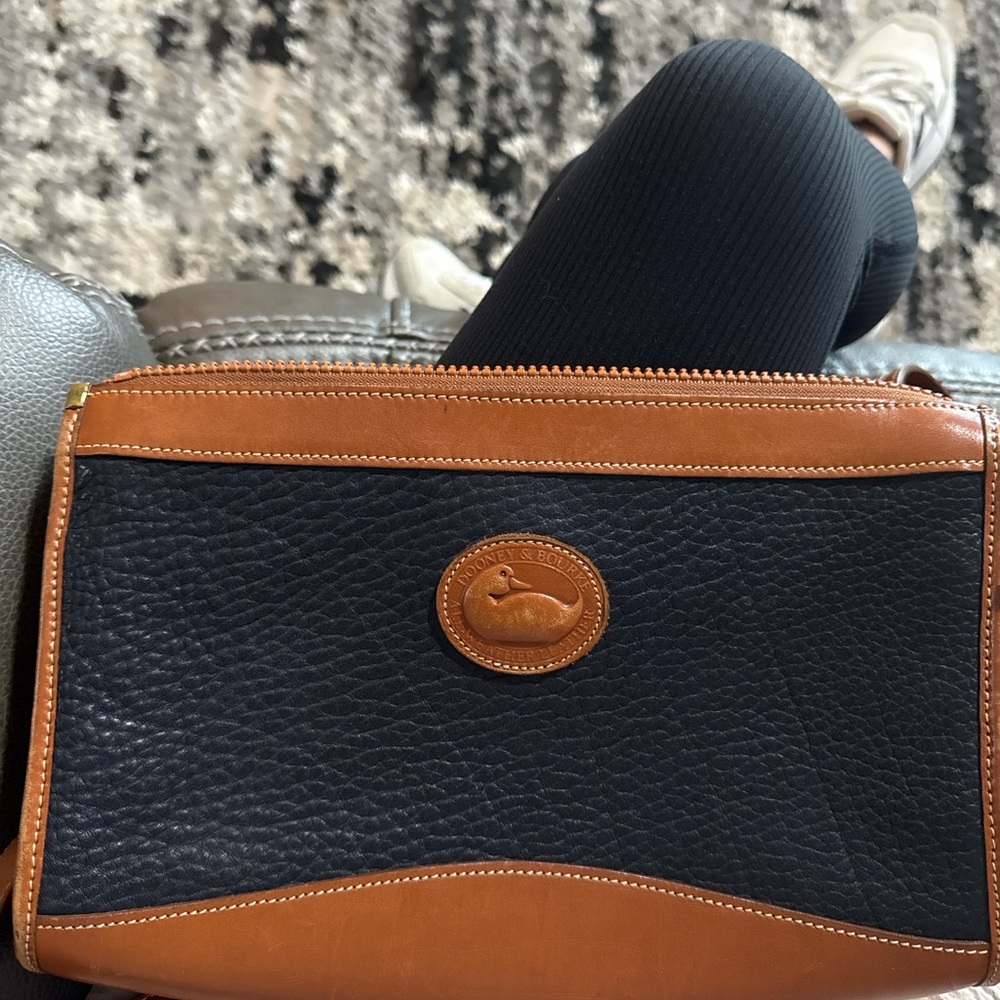 Dooney & Bourke Navy BluePebbled Leather Crossbody with Tan Trim